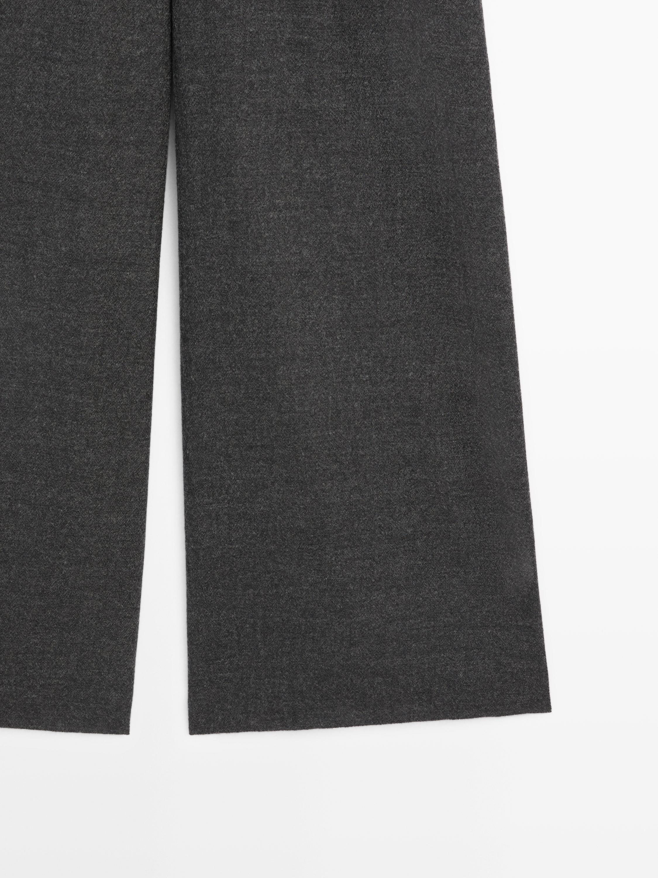 100% wool wide-leg textured trousers